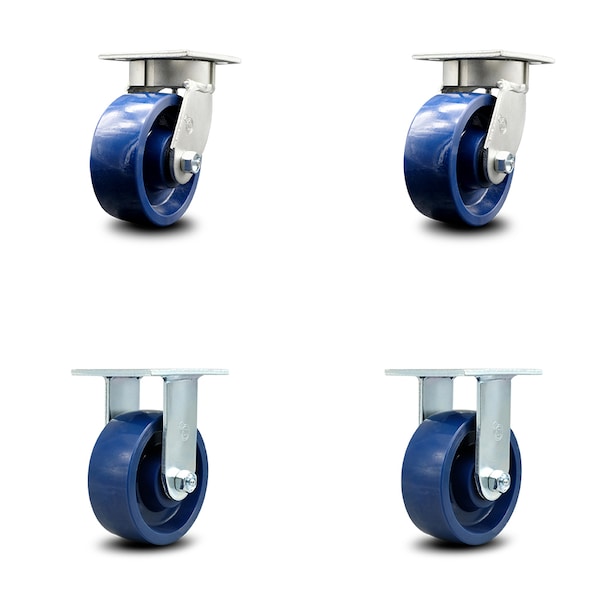 5 Inch Kingpinless Solid Poly Wheel Swivel Caster Swivel 2 Rigid SCC, 2PK
